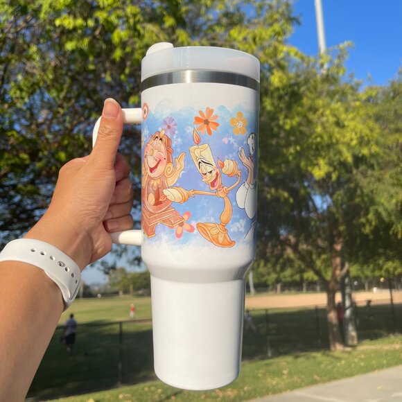 Custom 40 oz Tumbler Disney Beauty and the Beast Belle Brand new  double… - Picture 6 of 9